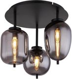 Globo Blacky Plafondlamp Zwart Glas Smoke Glas Ø 46cm E14