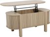 Oviala Table basse avec plateau relevable 100x48 cm ovale grain de bois clair