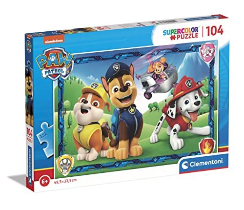 Clementoni - Paw Patrol Supercolor Patrol-104 stuks kinderen 6 jaar, puzzel cartoons Made in Italy, meerkleurig, 27177