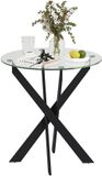 Homcom Eettafel Gehard Glas en Staal Zwart Ø70 x 75H cm