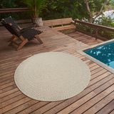 the carpet Kansas – robuust in- & outdoor vloerkleed met natuurlijk cirkelpatroon, weatherproof & UV-bestendig, crème cirkel 120 cm rond