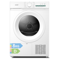 Comfee CD08EHP05W-HR Pompe à chaleur sèche-linge, 8 kg, Classe énergétique D avec technologie de pompe à chaleur, Lumière UV pour pureté hygiénique, Rafraîchir, Affichage LED, Séchage rapide, Blanc