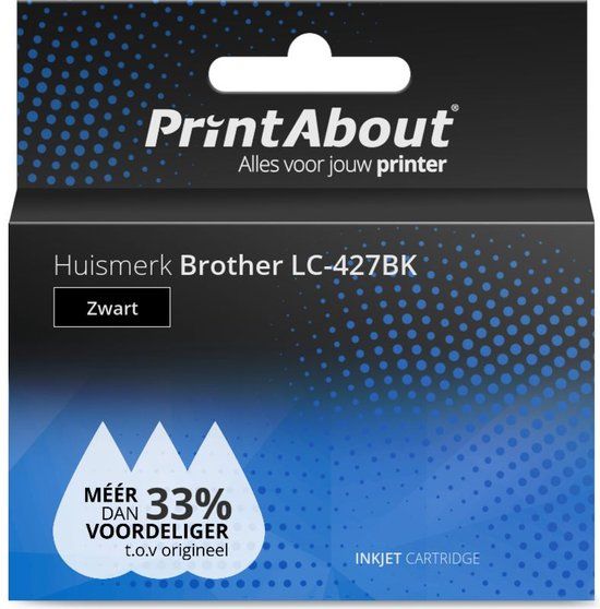 PrintAbout Huismerk LC-427BK Zwart Inktcartridge voor Brother