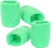 Merkloos / Sans marque Angro Bv Pols zweetbandjes neon groen - voor volwassenen - 4x stuks