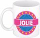 Bellatio Decorations - Jolie voornaam - koffiemok - beker - wit/roze - 300 ml