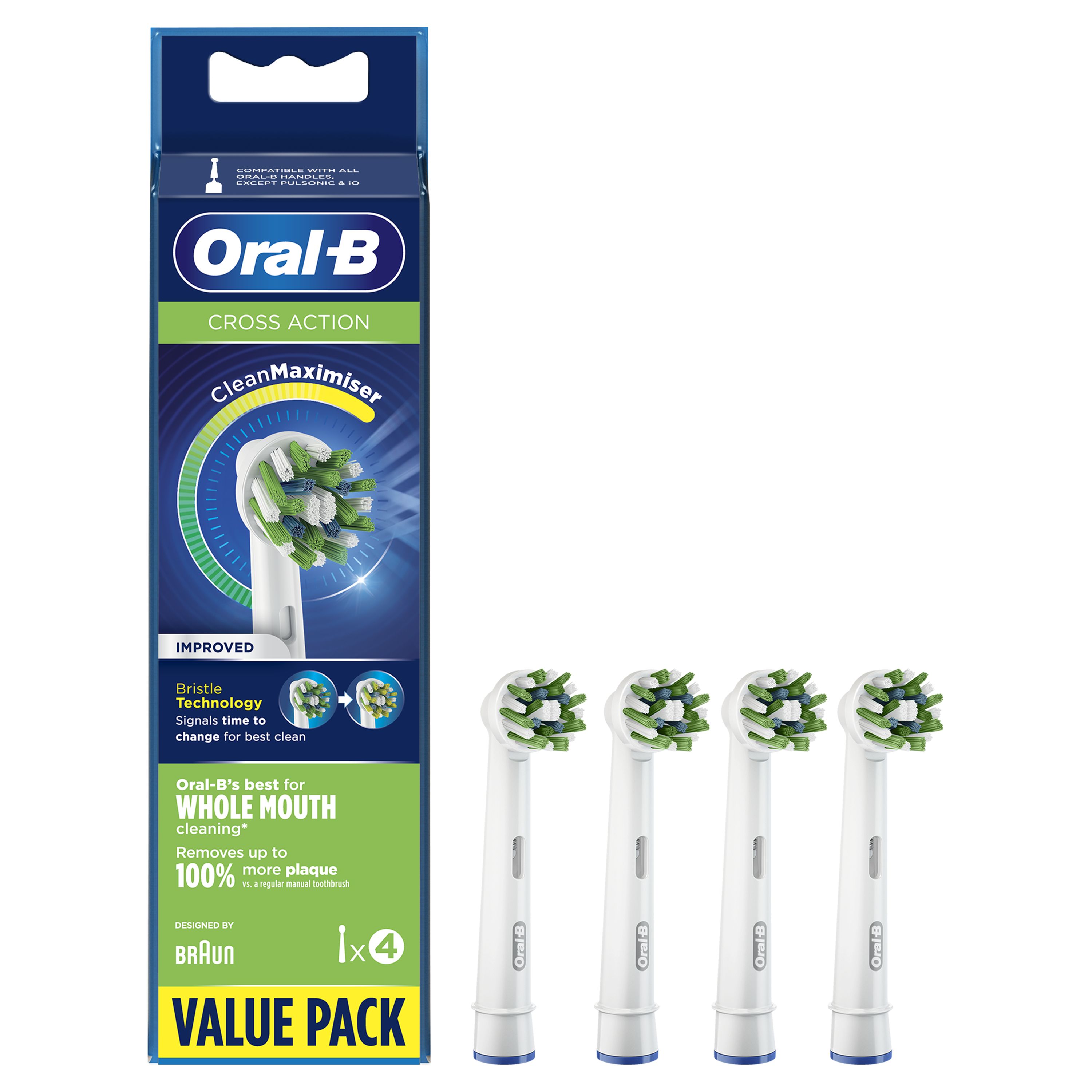 Oral-B CrossAction Opzetborstel - 4 Stuks - CleanMaximiser Technologie