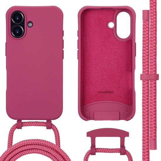 imoshion Hoesje - Geschikt voor iPhone 16 - Color Backcover met afneembaar koord geschikt voor MagSafe - Raspberry