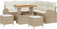 vidaXL Tuinbank Set 8-delig Beige Polyrattan