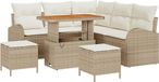 vidaXL Tuinbank Set 8-delig Beige Polyrattan