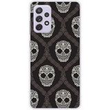 Samsung Galaxy A72 5G floral skull bedrukt siliconen hoesje