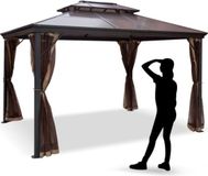 Merkloos Gazebo 3x3M - Aluminium Frame - Polyester Doek - Bruin