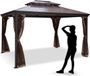 Merkloos Gazebo 3x3M - Aluminium Frame - Polyester Doek - Bruin