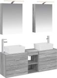 vidaXL Badkamermeubelset 5-delig Grijs Sonoma Bewerkt hout en glas