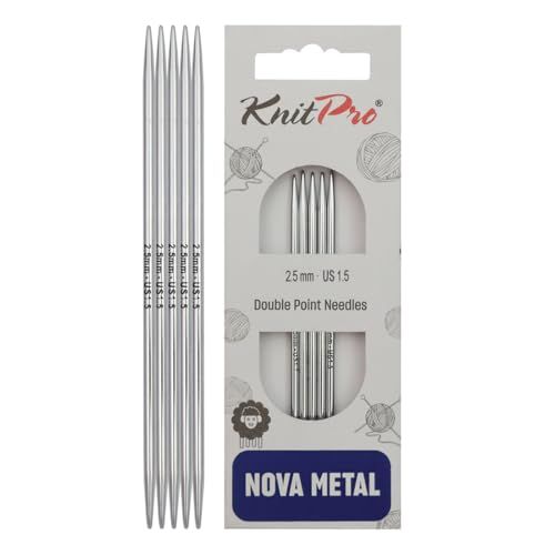 KnitPro Nova breinaalden zonder knop – breinaalden met dubbele punt 12,5 cm x 2,5 mm, verpakking van 5
