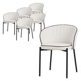 ML-Design Set van 6 eetkamerstoelen, beige, stoffen bekleding, robuuste metalen poten, gestoffeerde stoelen met ergonomische rugleuning, voor keuken of woonkamer, modern en comfortabel design