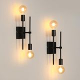 Riserva wandlamp voor binnen, zwart, E27, 350° draaibaar, set van 2 | Industrieel metaal voor woonkamers, gangen, trappenhuizen, cafés, hotels, set van 2