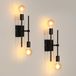 Riserva wandlamp voor binnen, zwart, E27, 350° draaibaar, set van 2 | Industrieel metaal voor woonkamers, gangen, trappenhuizen, cafés, hotels, set van 2