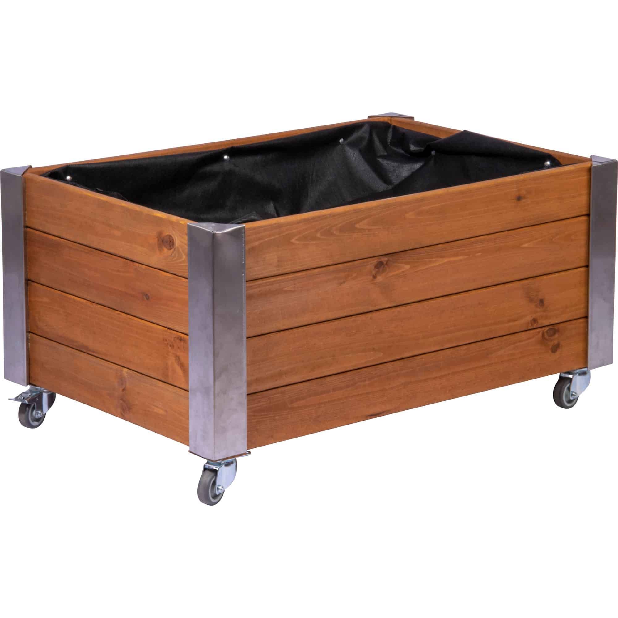 Dobar Rollfi Box plantenbak Vrijstaand Metaal, Grenenhout, Kunststof Hout