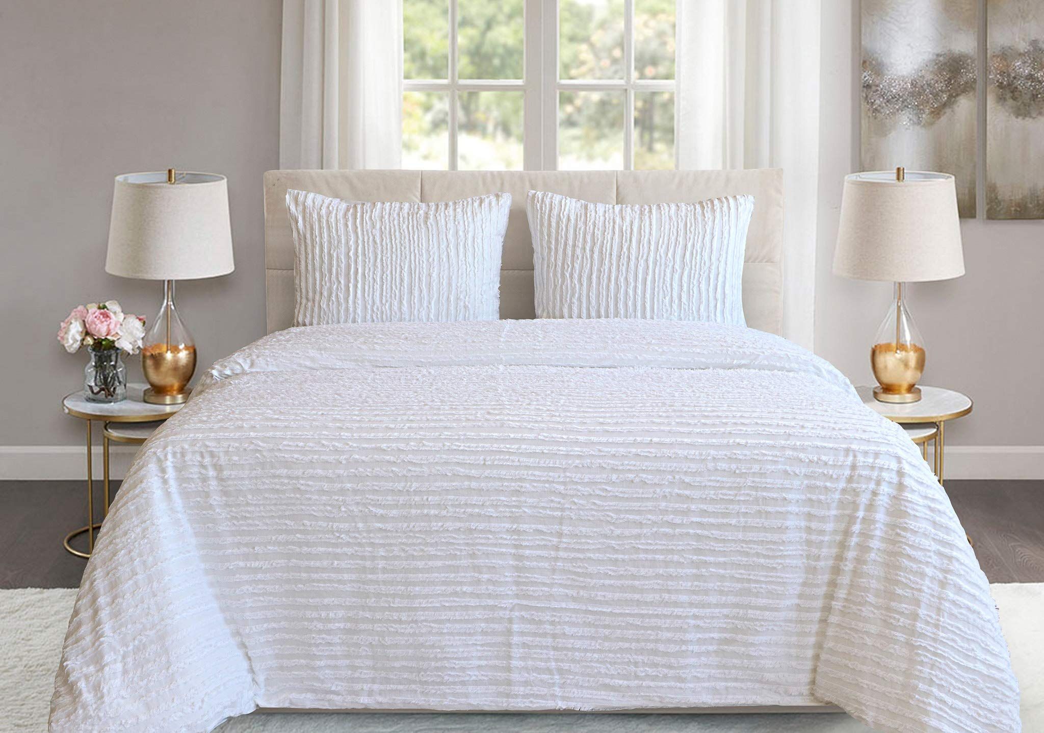 Yellow Cecilia Dekbedovertrek Eenpersoons 140x200/220 cm + 1 kussensloop 60x70 cm - White
