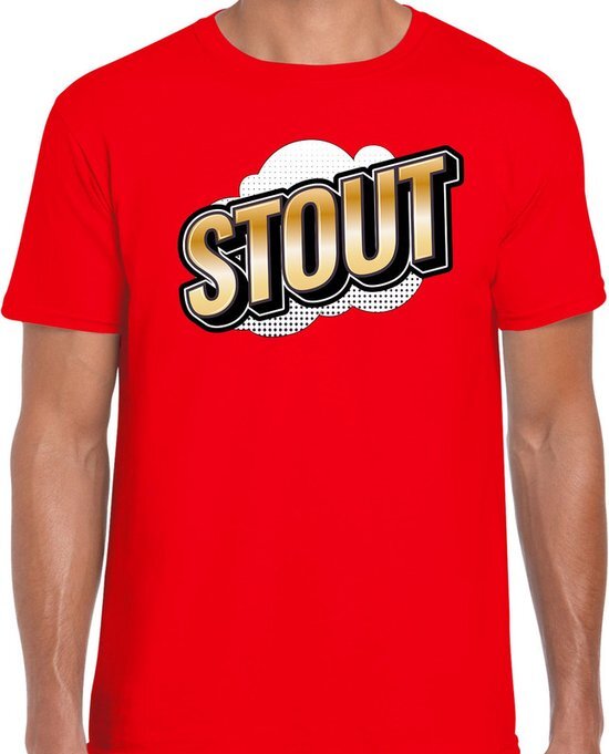 Bellatio Decorations Stout fun tekst t-shirt voor heren rood in 3D effect S