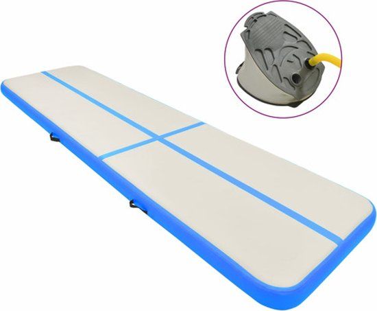 vidaXL Gymnastiekmat met pomp opblaasbaar 700x100x20 cm PVC Blauw