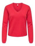 ONLY Onlloyal Life Ls V-hals Pullover Knt Nca Trui Dames, Mars Rood, M