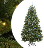 vidaXL Kunstkerstboom 210 cm 300 LED's Warmwit PVC en Staal Groen