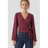 Anytime Bordeaux Crinkle Wrap Top