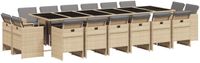 vidaXL 17-delige Tuinset met Kussens, Poly Rattan, Gemengd Beige