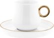 Mulex, set van 12 mokken cappuccino met schoteltjes, porselein. Set cappuccino, 100 ml, wit/goud