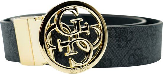 Guess Noelle Verstelbare en Omkeerbare Dames Broekriem - Coal Logo - Maat M
