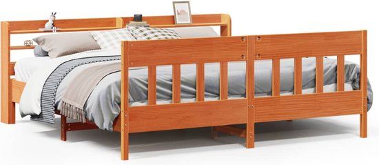 vidaXL Bedframe Massief Grenenhout Wasbruin 200x200 cm