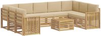vidaXL Bankset voor buiten, 10-delig, wit en beige, polyester