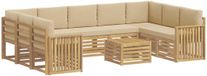 vidaXL Bankset voor buiten, 10-delig, wit en beige, polyester