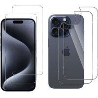 Phonillico® iPhone 15 PRO MAX Screen and Back Tempered Glass [Pack 2]