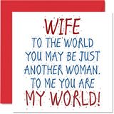 Mooie Valentijnsdagkaarten voor vrouwen - Wife You Are My World - verjaardagskaart van echtgenoot, verjaardagscadeau, Valentijnsdagkaart voor verloofde 145 mm, wenskaarten