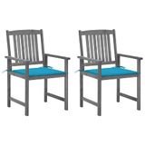vidaXL Tuinstoelen 2 st met kussens massief acaciahout grijs