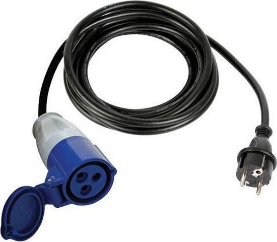 Perel Verloopkabel - H07RN-F 3G2.5 - 3m - Type E/F naar CEE - Blauw