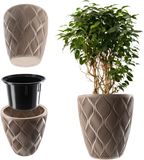 KADAX Bloempot met inzetstuk en handgrepen, plantenbak van kunststof, beige, 39 cm