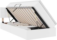 vidaXL Bed met opbergruimte en matras, zuiver wit, 90 x 200 cm, kunstleer