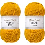 Utopia Crafts Velvet Lux Chenillegaren, fluweelgaren, superzacht, naalddikte 8-10 mm, 2 x 100 g, dekens, kussens, knuffeldieren, Amigurumi (mosterdgeel)