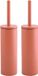 Spirella Luxe Toiletborstel met houder Cannes - 2x - terracotta - metaal - 40 x 9 cm - met binnenbak