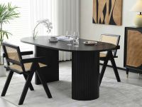 LUNARA Table de repas ovale 180 cm chêne noir