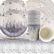 Merkloos Vaisselle de fête pour 20 invités - Design argenté avec paillettes - 61 pièces