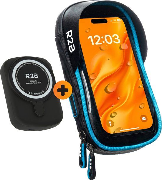 R2B Telefoonhouder Fiets Waterdicht + Powerbank 10.000 mAh