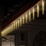 Spetebo Led-ijspegellichtketting van acryl, warm wit, 190 cm, ijsregen, decoratieve verlichting met 20 pinnen op batterijen, kerstdecoratie, lichtregen, binnenverlichting, lichtdecoratie voor advent