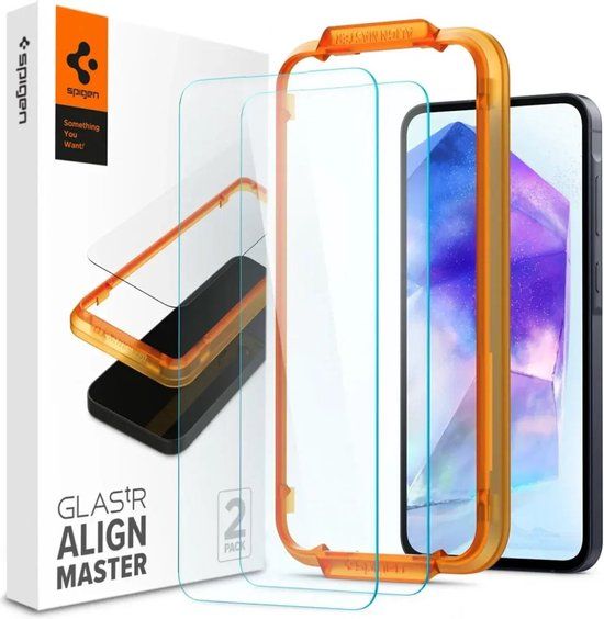 Spigen AlignMaster Screen Protector Geschikt voor Samsung Galaxy A55 Tempered Glass (2-Pack)