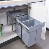 [en.casa] Inbouw prullenbak Froland 2x20 liter 48x34x42 cm grijs