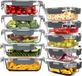 Merkloos Glazen maaltijdbereidingscontainers - 10 stuks voedselopslagcontainers met deksels voor lunch en restjes