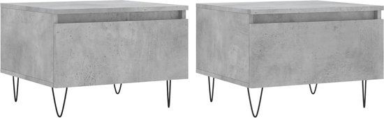 vidaXL Salontafels 2 stuks 50x46x35 cm bewerkt hout betongrijs